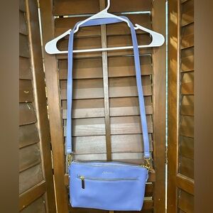 Joy & Iman BLUE  Smooth Leather Purse Crossbody Handbag - 11" X 7.5"